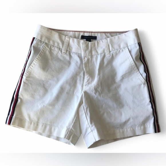 Tommy Hilfiger Women’s White Coastal Preppy Prep Euro Summer Cotton Shorts 00 - Picture 1 of 4